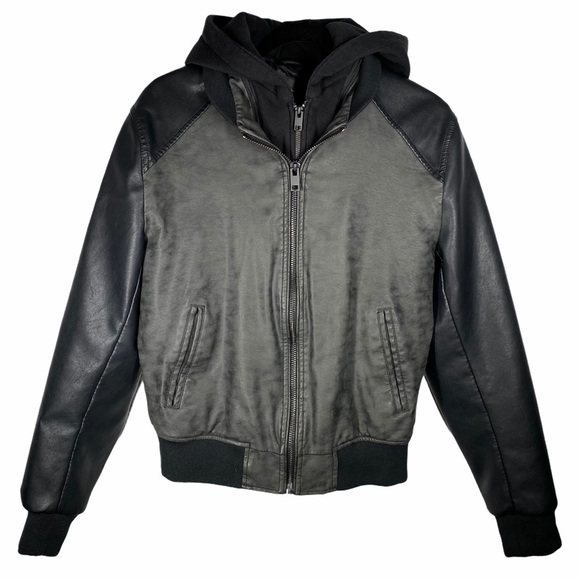 Express Other - Express Black Faux Leather Layered Zip Jacket S